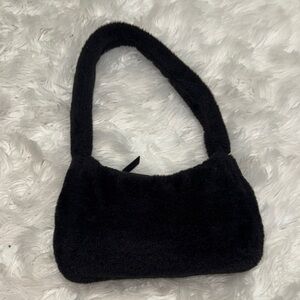 Stylish Black Faux Fur Women's Shoulder Bag